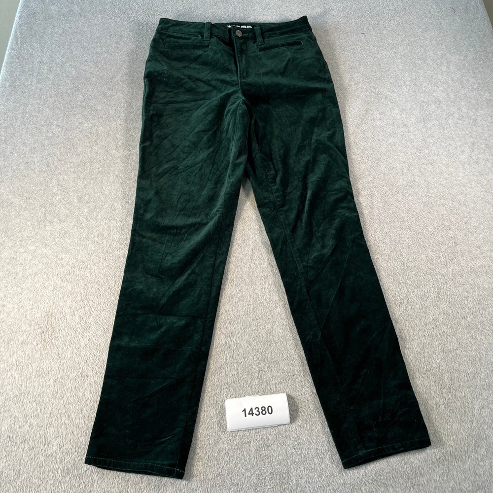 Lands' End Corduroy Pants Women 6 Green Excellent Mid Rise Slim Stretch 14380